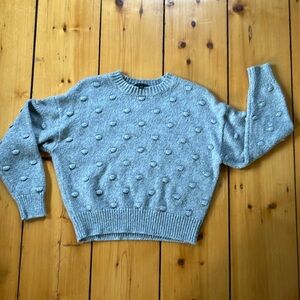 Anne Taylor soft gray work or casual sweater with knit detailing